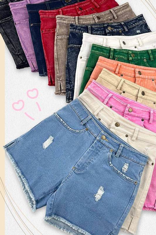 La Miel Casual Washed Regular Denim Shorts With Pockets - Rosa Apparel