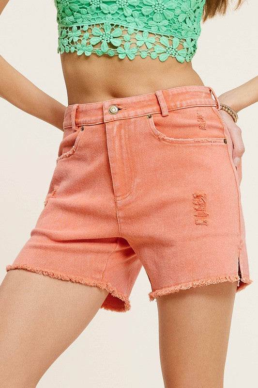 La Miel Casual Washed Regular Denim Shorts With Pockets - Rosa Apparel