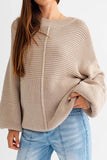 Le Lis Ribbed Knitted Drop Shoulder Round Neck Sweater - Rosa Apparel