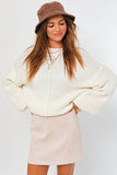 Le Lis Ribbed Knitted Drop Shoulder Round Neck Sweater - Rosa Apparel