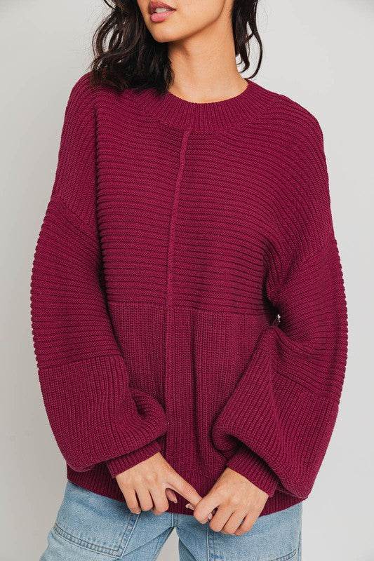 Le Lis Ribbed Knitted Drop Shoulder Round Neck Sweater - Rosa Apparel