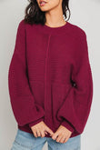 Le Lis Ribbed Knitted Drop Shoulder Round Neck Sweater - Rosa Apparel
