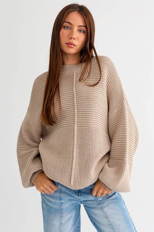 Le Lis Ribbed Knitted Drop Shoulder Round Neck Sweater - Rosa Apparel
