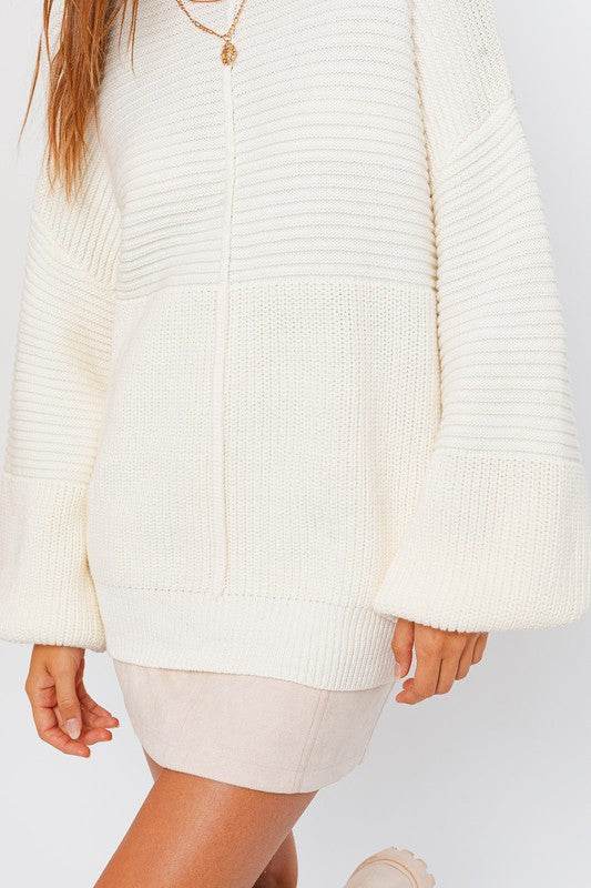 Le Lis Ribbed Knitted Drop Shoulder Round Neck Sweater - Rosa Apparel