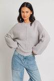 Le Lis Ribbed Knitted Drop Shoulder Round Neck Sweater - Rosa Apparel