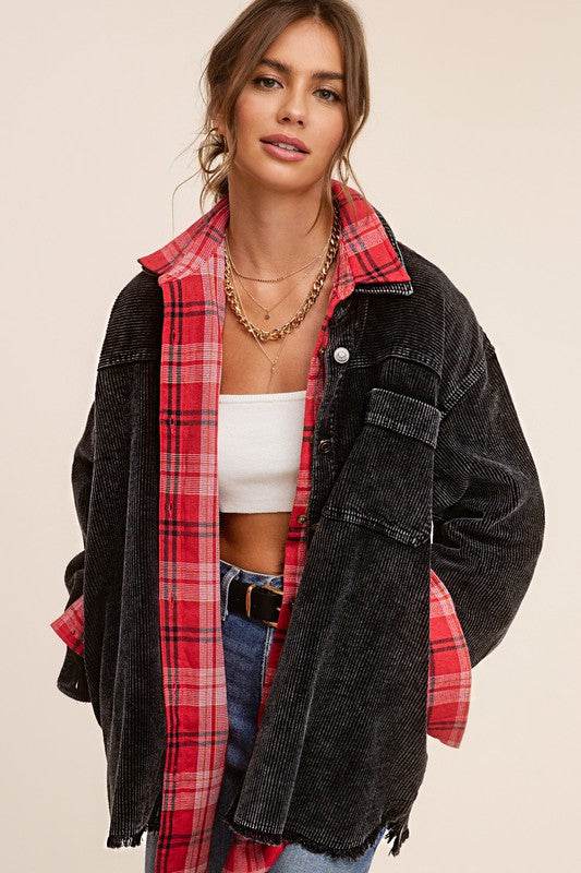 La Miel Daisy Collar Neck Hip Length Long Sleeves Jacket - Rosa Apparel