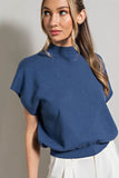 eesome Casual Mock Neck Short Sleeve Knit Top - Rosa Apparel