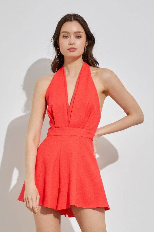Do + Be Sexy Halter Neck Sleeveless Wide Leg Romper - Rosa Apparel