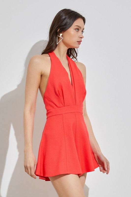 Do + Be Sexy Halter Neck Sleeveless Wide Leg Romper - Rosa Apparel