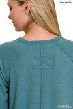 Zenana Melage Baby Waffle Scoop Neck Long Sleeve Top - Rosa Apparel