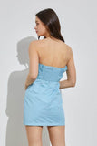 Do + Be Romantic Off Shoulder Sleeveless Ruffle Knee-Length Dress - Rosa Apparel