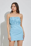 Do + Be Romantic Off Shoulder Sleeveless Ruffle Knee-Length Dress - Rosa Apparel