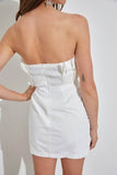 Do + Be Romantic Off Shoulder Sleeveless Ruffle Knee-Length Dress - Rosa Apparel