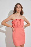 Do + Be Romantic Off Shoulder Sleeveless Ruffle Knee-Length Dress - Rosa Apparel