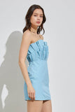 Do + Be Romantic Off Shoulder Sleeveless Ruffle Knee-Length Dress - Rosa Apparel