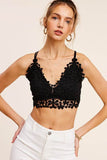 La Miel Crochet Lace V-Neck Sleeveless Bralette Top - Rosa Apparel