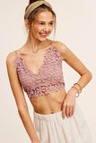 La Miel Crochet Lace V-Neck Sleeveless Bralette Top - Rosa Apparel