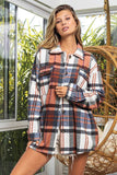 BiBi Plaid Flannel Textured With Big Checkered Point Shirt - Rosa Apparel