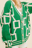 La Miel Reina Casual Oversized V-Neck Long Sleeves Knit Cardigan - Rosa Apparel