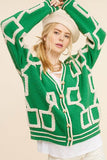 La Miel Reina Casual Oversized V-Neck Long Sleeves Knit Cardigan - Rosa Apparel