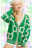 La Miel Reina Casual Oversized V-Neck Long Sleeves Knit Cardigan - Rosa Apparel