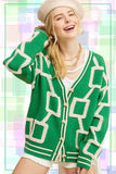La Miel Reina Casual Oversized V-Neck Long Sleeves Knit Cardigan - Rosa Apparel