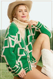 La Miel Reina Casual Oversized V-Neck Long Sleeves Knit Cardigan - Rosa Apparel