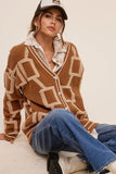 La Miel Reina Casual Oversized V-Neck Long Sleeves Knit Cardigan - Rosa Apparel