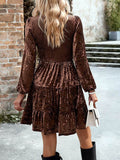 Miss Sparkling Long Sleeve Smocked Velvet Dress - Rosa Apparel