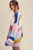 Listicle Hand Knit Multi Striped Cardigan - Rosa Apparel