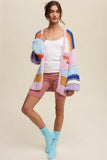 Listicle Hand Knit Multi Striped Cardigan - Rosa Apparel