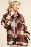 La Miel Hailee Plaid Collared Long Sleeves Jacket - Rosa Apparel