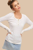 La Miel Casual Leah Ribbed Round Neck Long Sleeves Top - Rosa Apparel