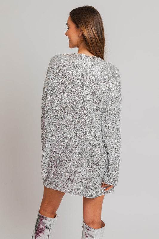 Le Lis Long Sleeve Sequin Mini Dress - Rosa Apparel