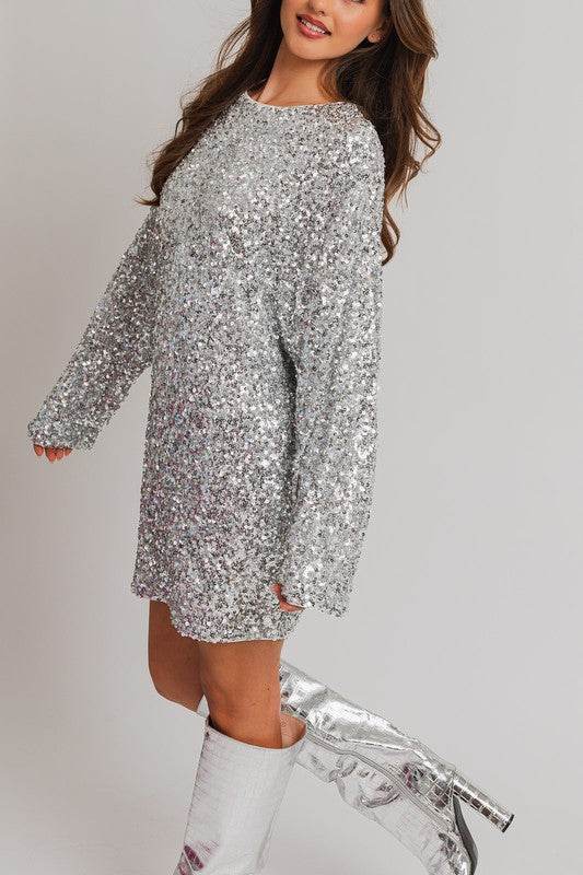 Le Lis Long Sleeve Sequin Mini Dress - Rosa Apparel