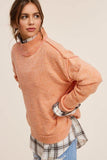 La Miel Ella Drop Shoulder Turtle Neck Long Sleeves Sweater - Rosa Apparel