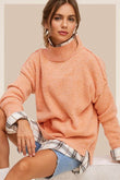 La Miel Ella Drop Shoulder Turtle Neck Long Sleeves Sweater - Rosa Apparel