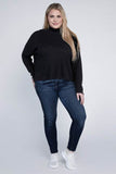 Ambiance Plus Drop Shoulder Long Sleeve Mock Neckline Sweater - Rosa Apparel