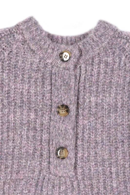 Lilou Melange Multicolor Round Neck Long Sleeves Sweater Top - Rosa Apparel