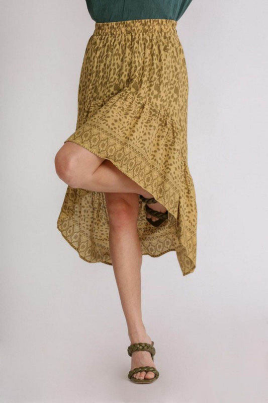 Umgee Full Size Animal Border Print High Low Skirt Plus Size - Rosa Apparel