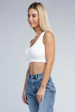 Ambiance Trendy Ribbed V-Neck Cropped Pullover Tank Top - Rosa Apparel