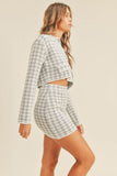 MABLE Houndstooth Cropped Knit Cardigan and Mini Skirt Set - Rosa Apparel