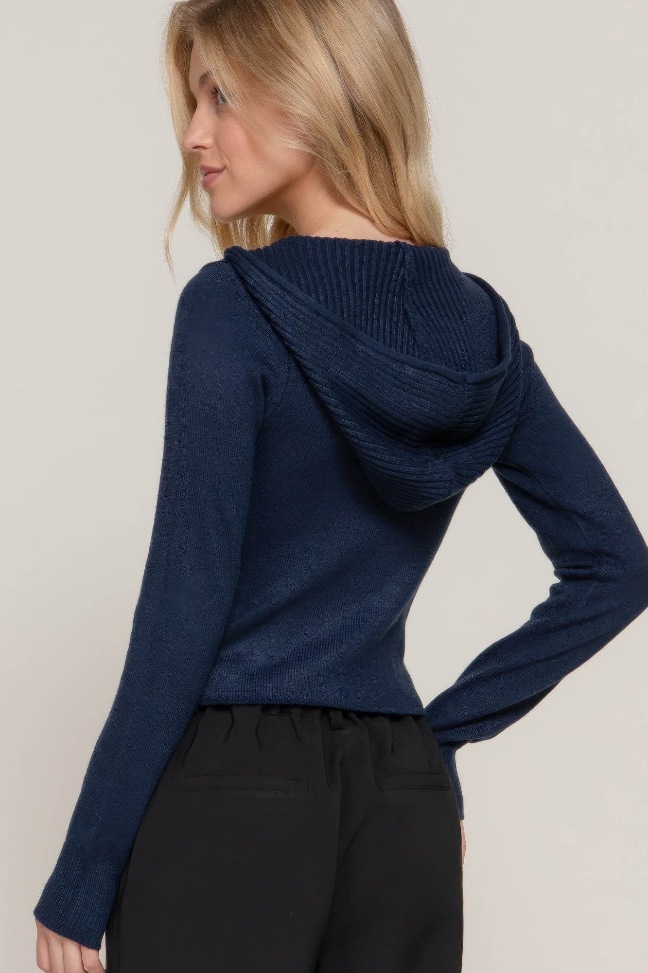 2-Way Zip Closure Cropped Hoodie - Rosa Apparel