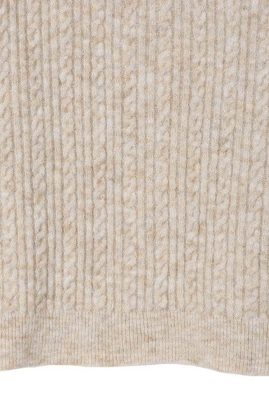 Lilou Oversize Cable Long Sleeves Boatneck Stretch Sweater - Rosa Apparel