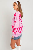 LE LIS Long Sleeve Round Neck Heart Printed Sweater - Rosa Apparel