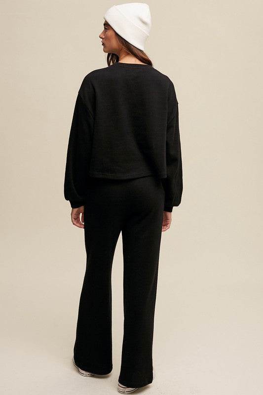 Listicle Knit Sweat Top and Pants Athleisure Lounge Sets - Rosa Apparel