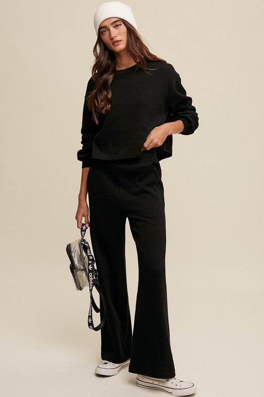Listicle Knit Sweat Top and Pants Athleisure Lounge Sets - Rosa Apparel