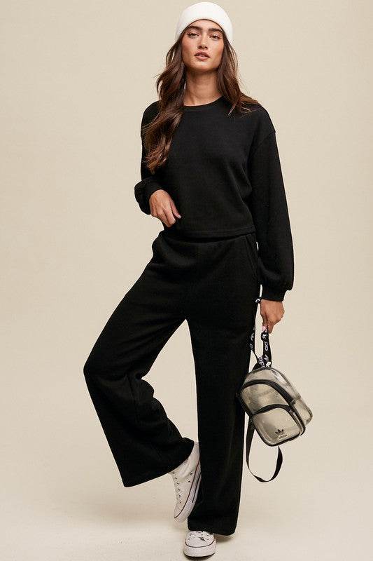 Listicle Knit Sweat Top and Pants Athleisure Lounge Sets - Rosa Apparel