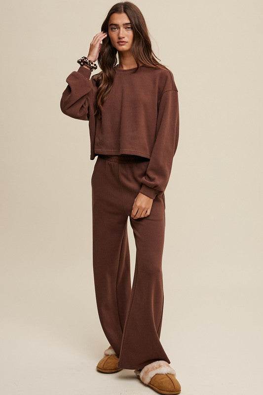 Listicle Knit Sweat Top and Pants Athleisure Lounge Sets - Rosa Apparel