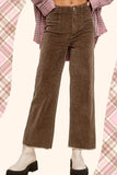 La Miel Casual Candice Raw Edge Hem Zip Fly Cotton Pants - Rosa Apparel